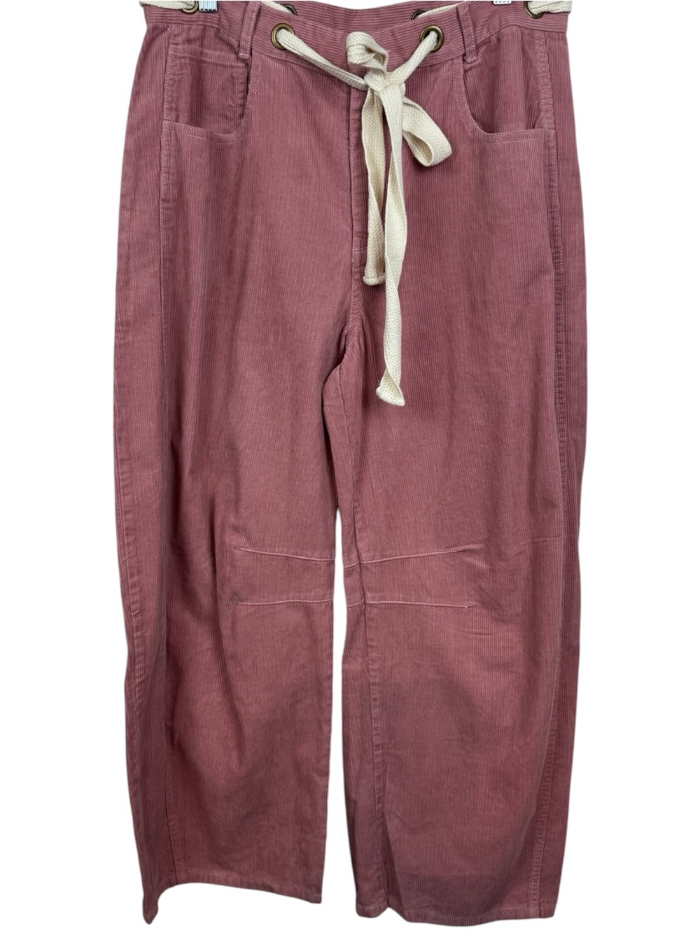 NWOT Peach Love California Mauve Corduroy Barrel Tie Waist Pants L